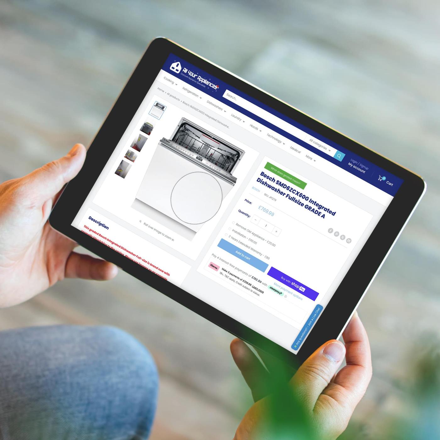 An ecommerce website utilising Shopify as a selling platform.